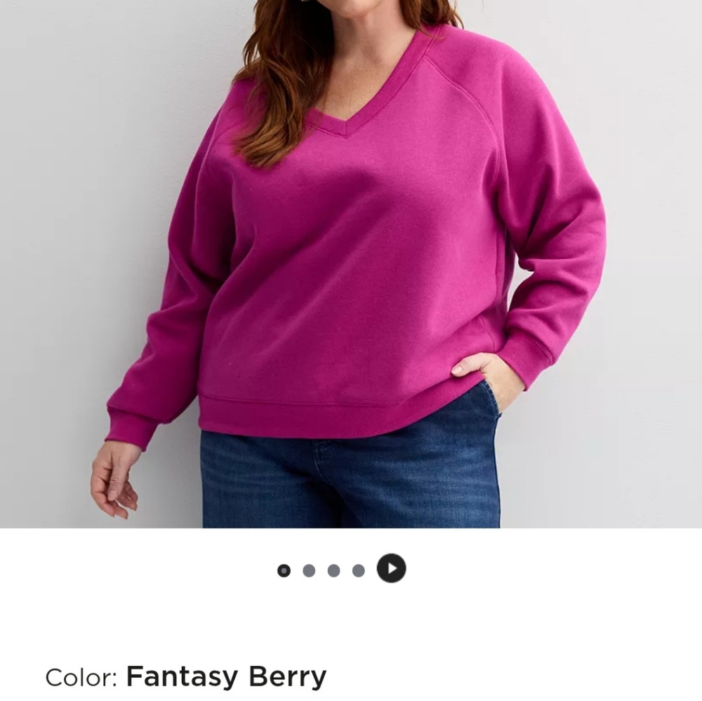 Sonoma Plus Size 3x V neck sweatshirt w Ribbed Cuffs and Banded Hem